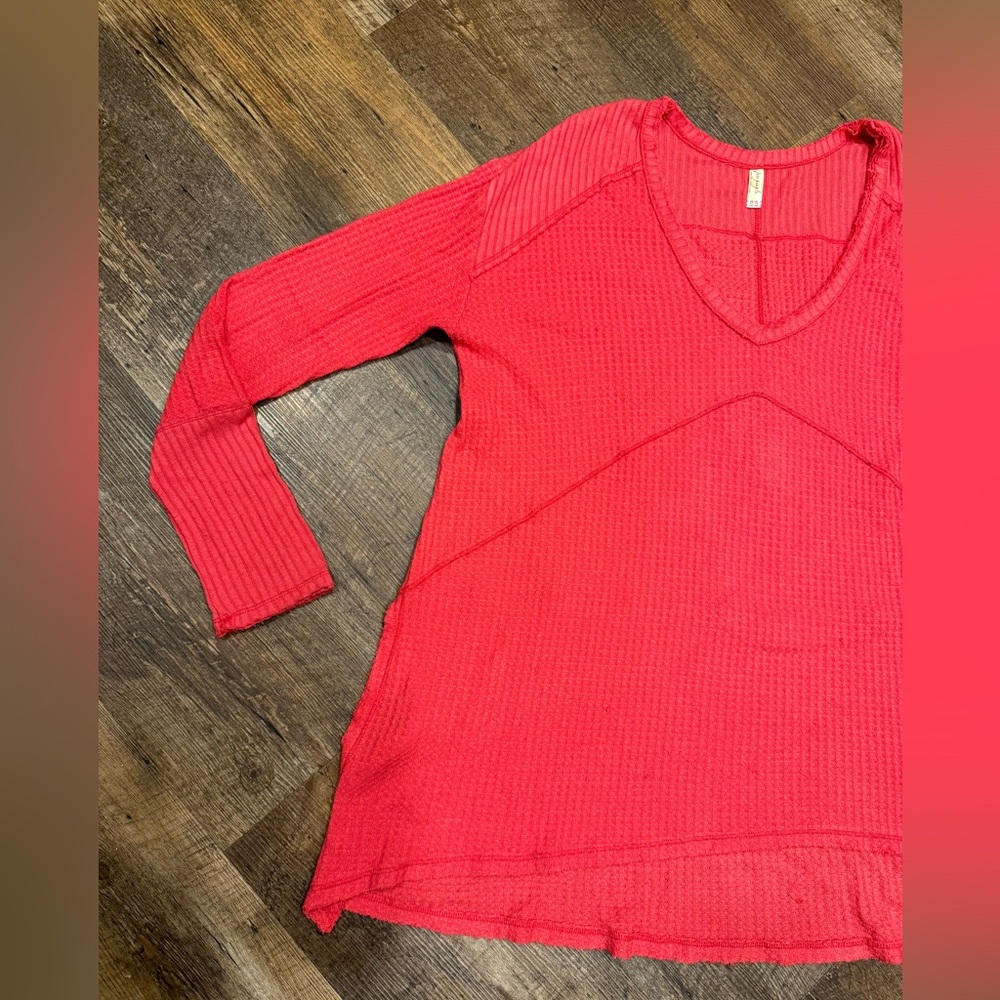 Free People Drippy Thermal Sunset Waffle Knit Tunic Size M - Picture 6 of 10